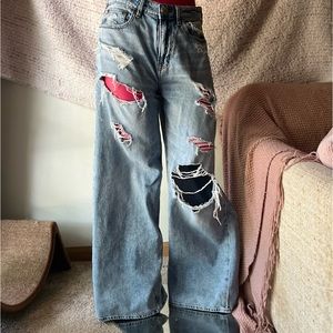 AE ripped skater jeans baggy wide leg